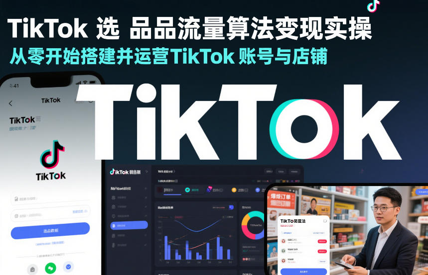 TikTok选品流量算法变现实操,从零开始搭建并运营TikTok账号与店铺-九节课