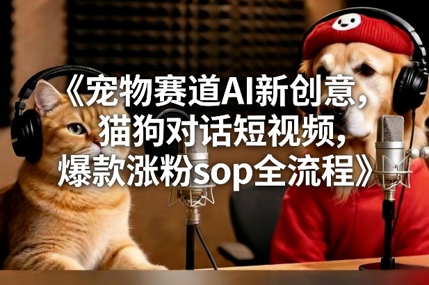 宠物赛道AI新创意，猫狗对话短视频，爆款涨粉sop全流程-九节课