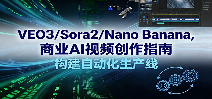 VEO3/Sora2/Nano Banana商业AI视频创作指南,构建自动化生产线-九节课