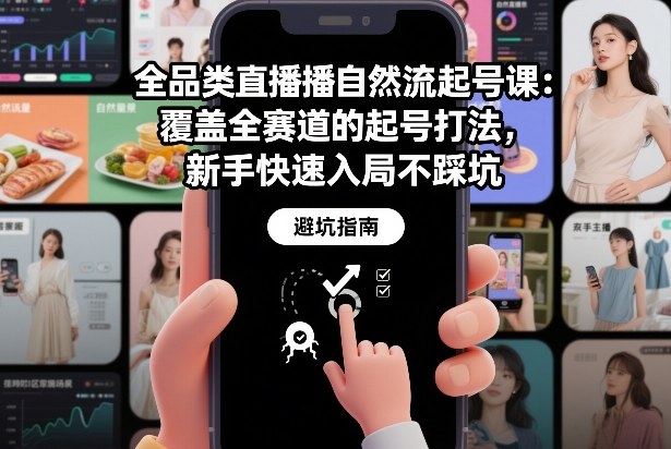 全品类直播自然流起号课：覆盖全赛道的起号打法，新手快速入局不踩坑-九节课