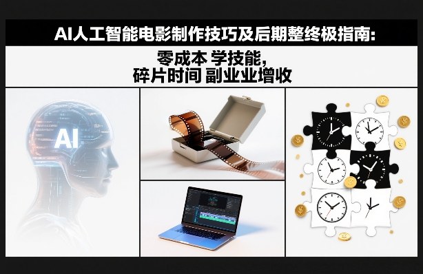 AI人工智能电影制作技巧及后期完整终极指南：零成本学技能，碎片时间副业增收-九节课