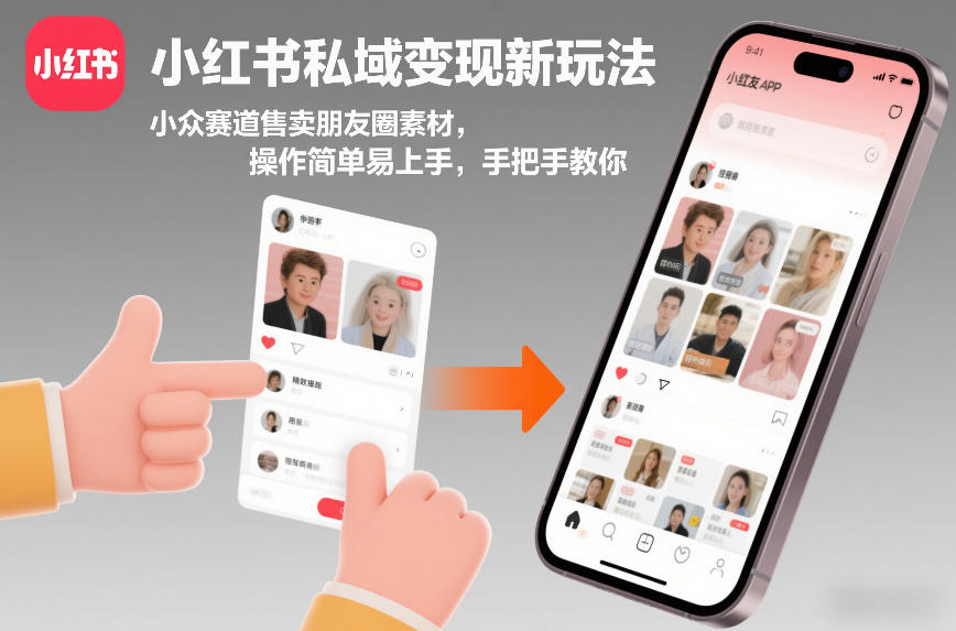 小红书私域变现新玩法，小众赛道售卖朋友圈素材，操作简单易上手，手把手教你-九节课