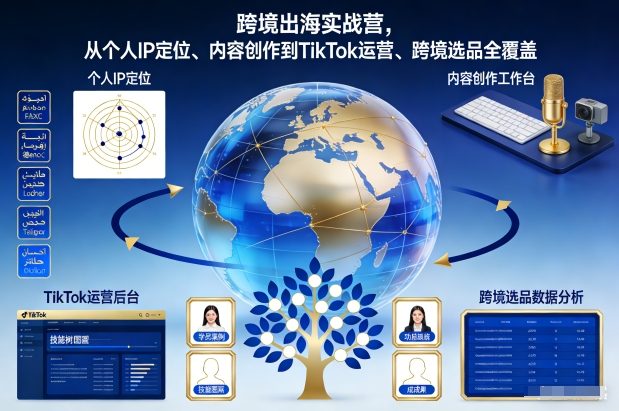 跨境出海实战营，从个人IP定位、内容创作到TikTok运营、跨境选品全覆盖-九节课