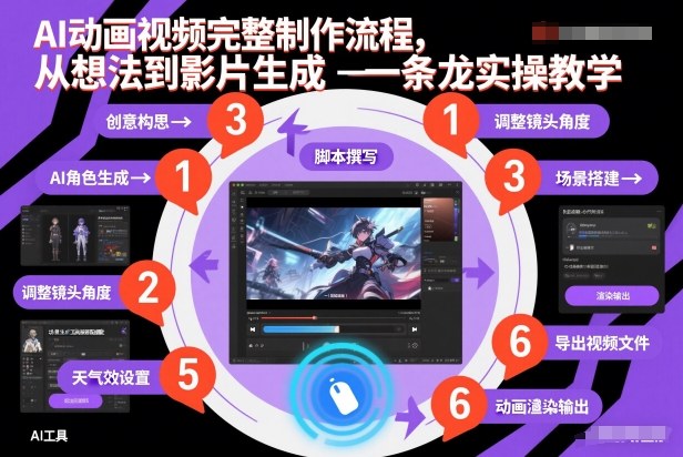 AI动画视频完整制作流程，从想法到影片生成一条龙实操教学-九节课
