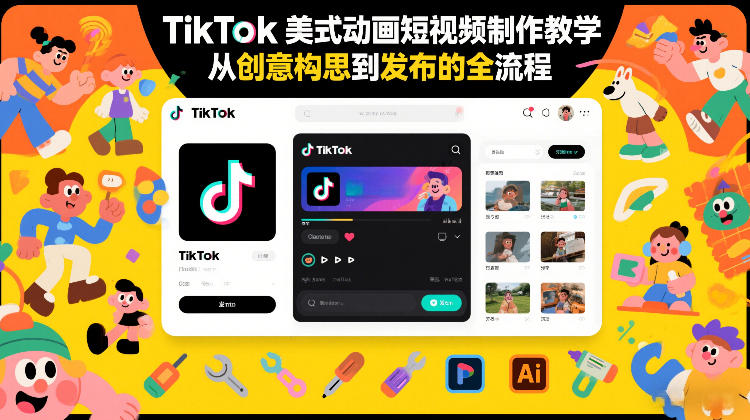 TikTok美式动画短视频制作教学，从创意构思到发布的全流程-九节课