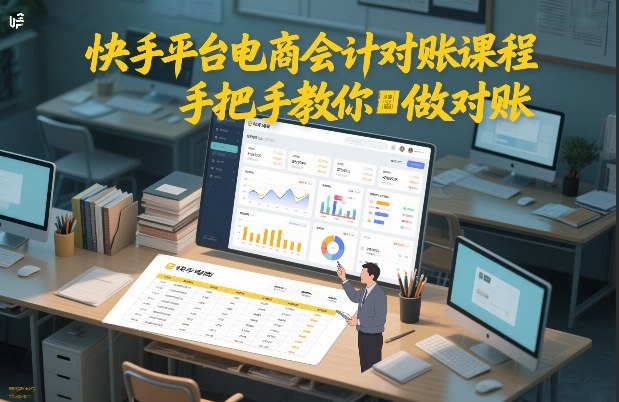 快手平台电商会计对账课程，手把手教你做对账-九节课
