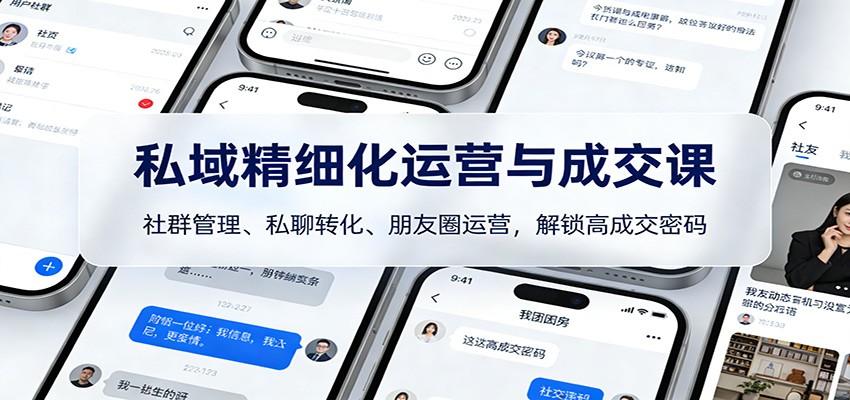 私域精细化运营与成交课：社群管理、私聊转化、朋友圈运营，解锁高成交密码-九节课