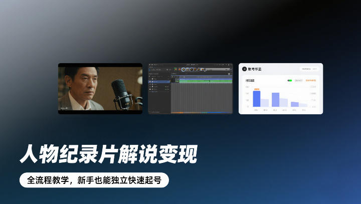 人物纪录片解说变现，全流程教学，新手也能独立快速起号-九节课