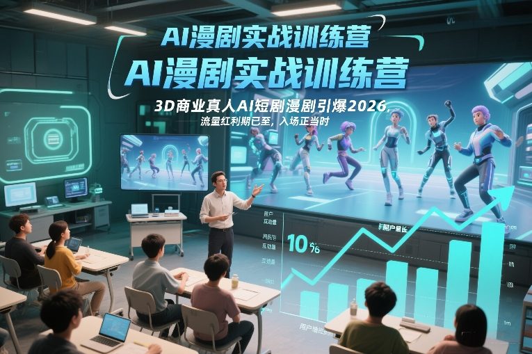 AI漫剧实战训练营，3D商业真人AI短剧漫剧引爆2026，流量红利期已至，入场正当时-九节课
