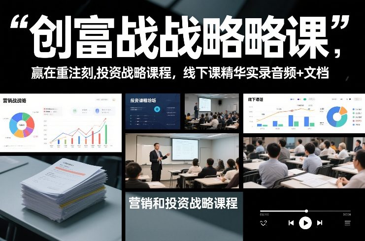 创富战略课，赢在重注时刻，营销和投资战略课程，线下课精华实录音频+文档-九节课