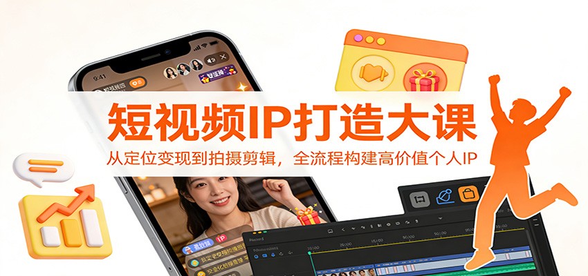 短视频IP打造大课：从定位变现到拍摄剪辑，全流程构建高价值个人IP-九节课