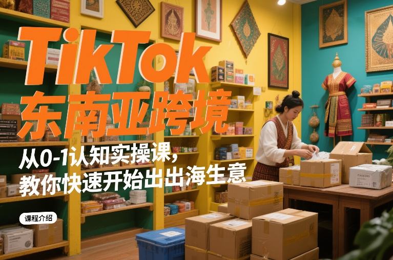 TikTok东南亚跨境从0-1认知实操课,教你快速开始出海生意-九节课