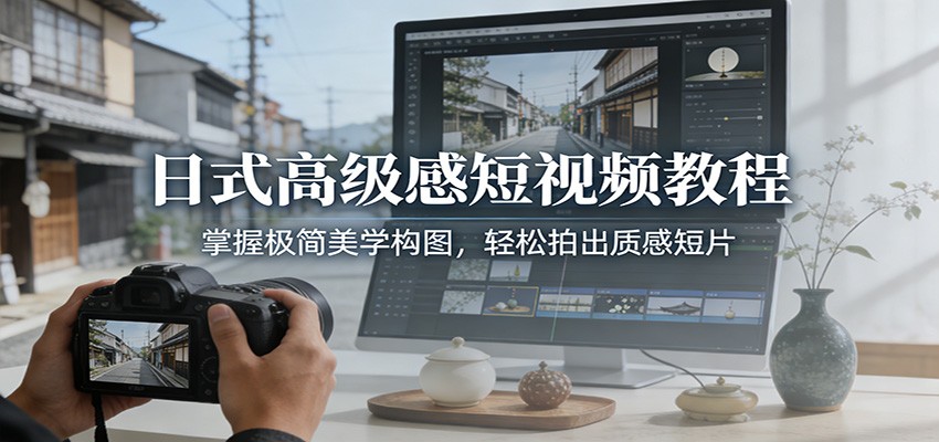 日式高级感短视频教程：掌握极简美学构图，轻松拍出质感短片-九节课
