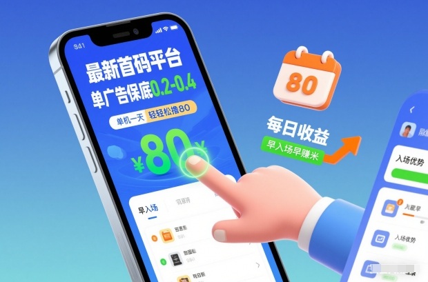 最新首码平台，单广告保底0.2-0.4，单机一天轻松撸80，早入场早賺米【揭秘】-九节课