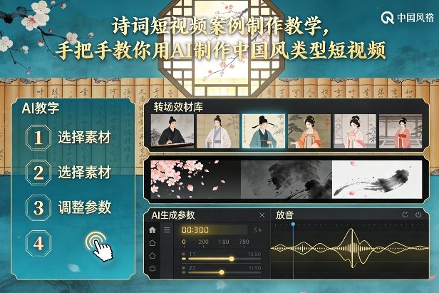 古诗词短视频案例制作教学，手把手教你用AI制作中国风类型短视频-九节课