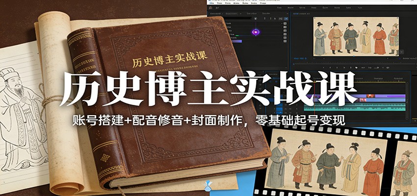 历史博主实战课：账号搭建+配音修音+封面制作，零基础起号变现-九节课