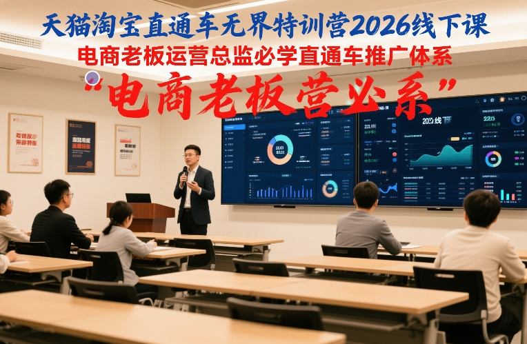 天猫淘宝直通车无界特训营2026线下课，电商老板运营总监必学直通车推广体系-九节课
