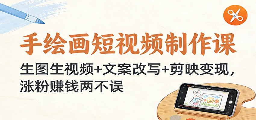 手绘画短视频制作课：生图生视频+文案改写+剪映变现，涨粉赚钱两不误-九节课