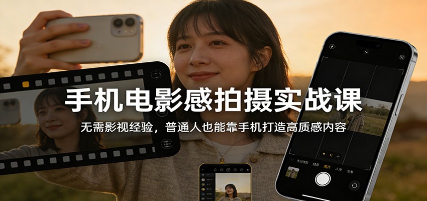 手机电影感拍摄实战课：无需影视经验，普通人也能靠手机打造高质感内容-九节课