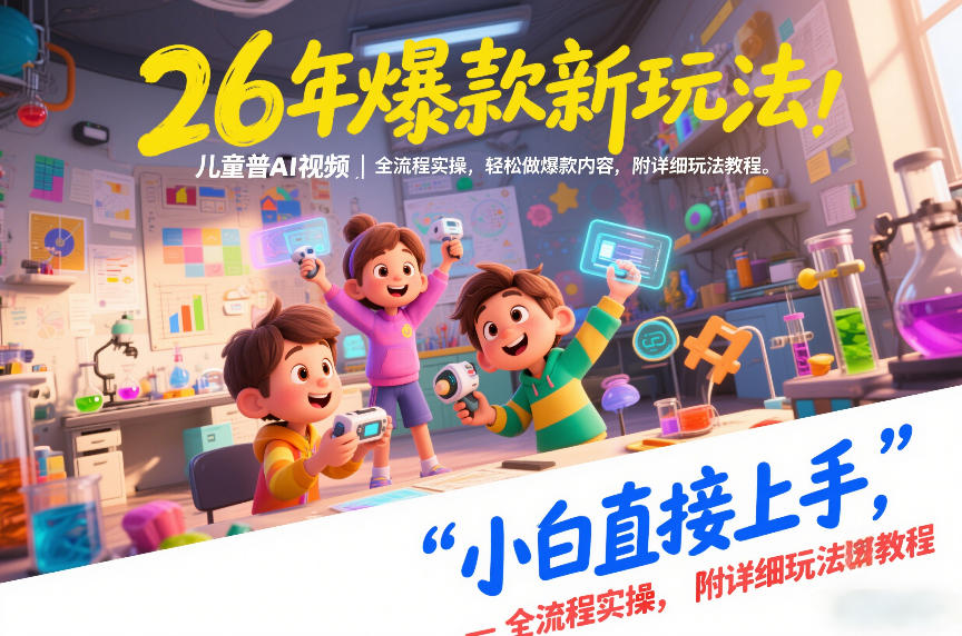 26年爆款新玩法，儿童科普AI视频，全流程实操，轻松做爆款内容，小白直接上手，附详细玩法教程-九节课