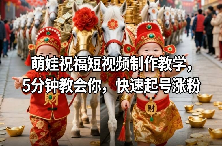 萌娃祝福短视频制作教学，5分钟教会你，快速起号涨粉-九节课
