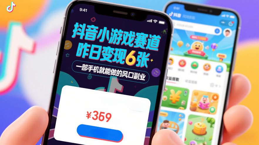 抖音小游戏赛道，昨日变现600+，零基础一部手机就能做的风口副业【揭秘】-九节课