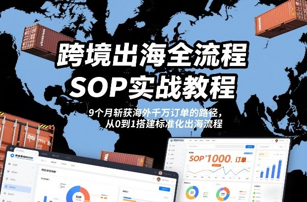 跨境出海全流程全盘托出SOP实战教程，9个月斩获海外千万订单的路径，从0到1搭建标准化出海流程-九节课