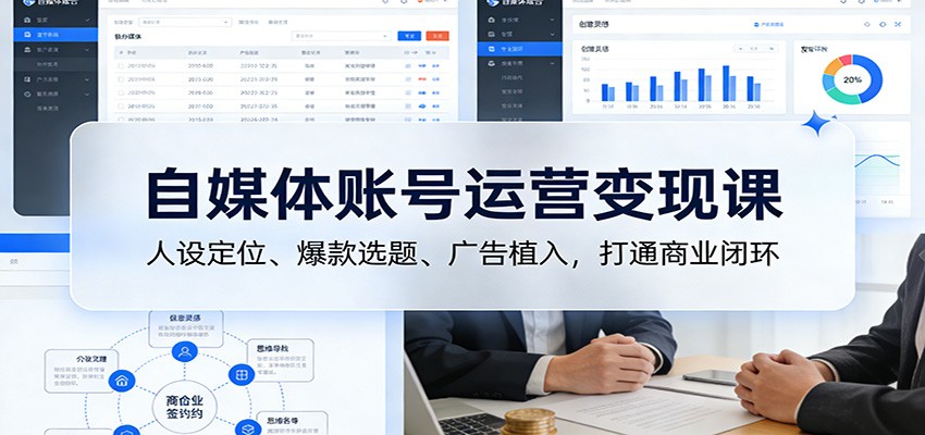 自媒体账号运营变现课：人设定位、爆款选题、广告植入，打通商业闭环-九节课