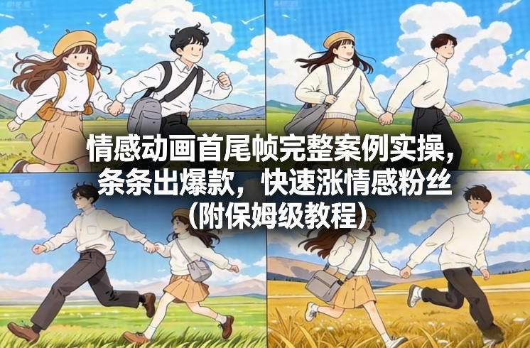 情感动画首尾帧完整案例实操，条条出爆款，快速涨情感粉丝（附保姆级教程）-九节课