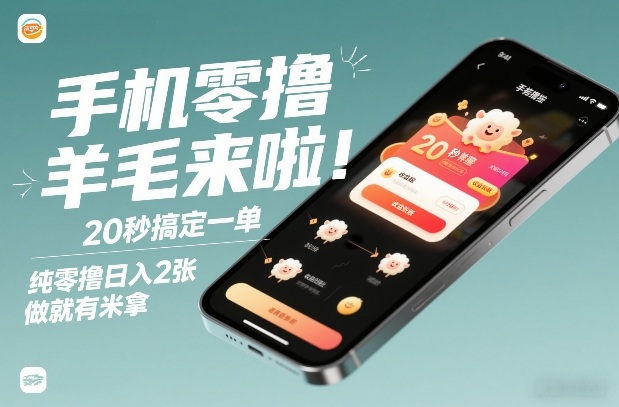 手机零撸薅羊毛来啦！20秒搞定一单，纯零撸日入2张，做就有米拿【揭秘】-九节课