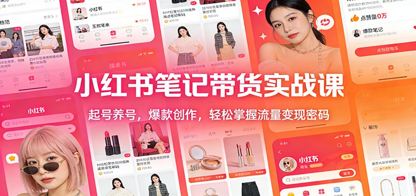 小红书笔记带货实战课:起号养号,爆款创作,轻松掌握流量变现密码-九节课