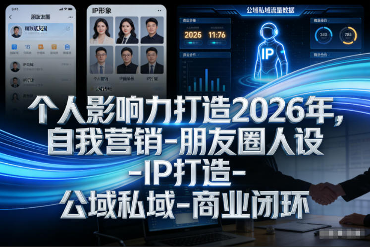 个人影响力打造2026年，自我营销-朋友圈人设-IP打造-公域私域-商业闭环-九节课