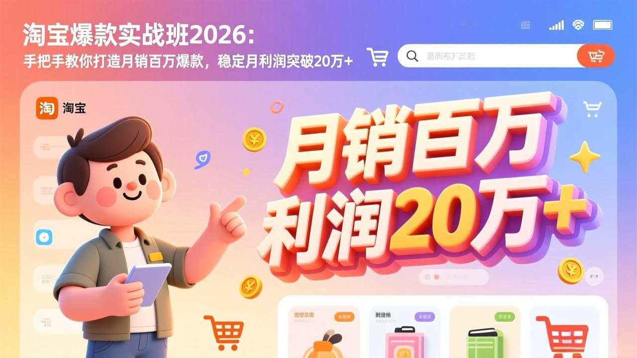 （17401期）淘宝爆款实战班-2026年2月更新：手把手教你打造月销百万爆款，稳定月利润突破20万+-九节课