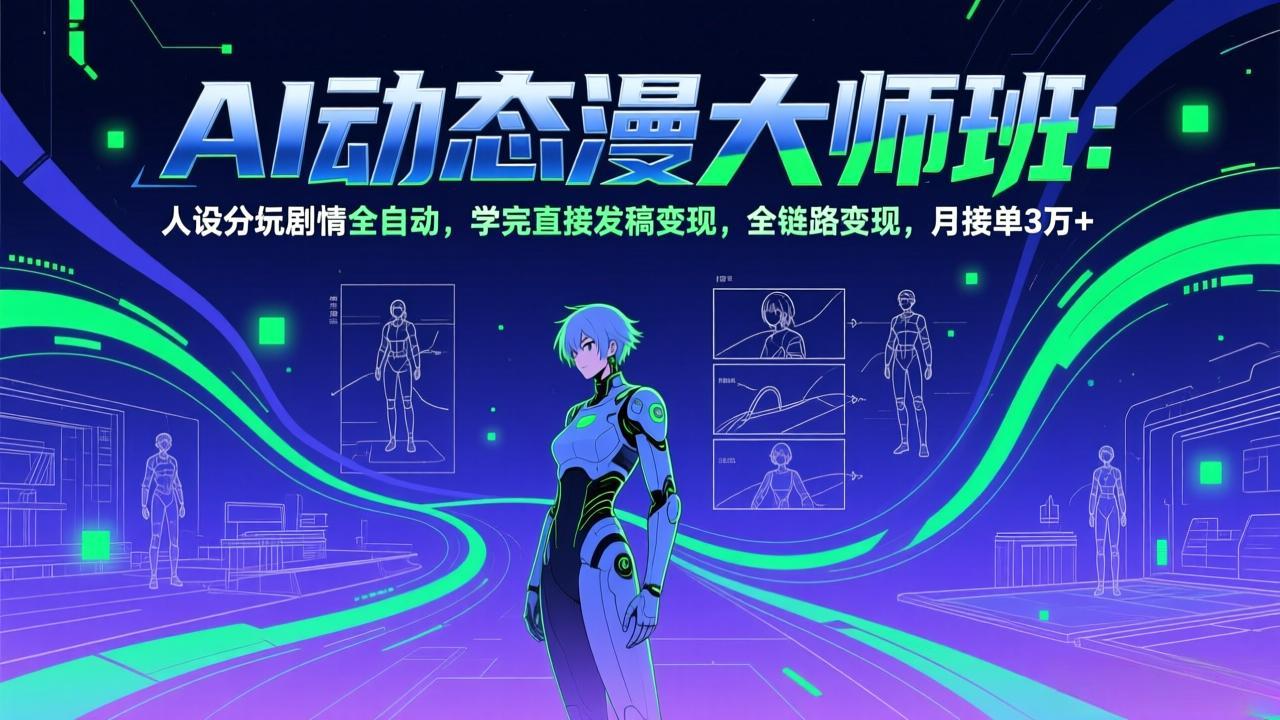 （17402期）AI动态漫剧大师班：人设分镜剧情全自动，学完直接发稿变现，全链路变现，月接单3万+-九节课