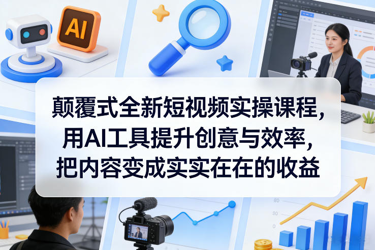 颠覆式全新短视频实操课程，用AI工具提升创意与效率，把内容变成实实在在的收益-九节课