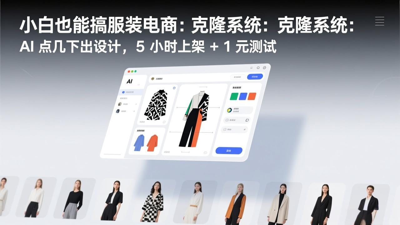 （17411期）小白也能搞服装电商：克隆系统：AI 点几下出设计，5 小时上架 + 1 元测试-九节课