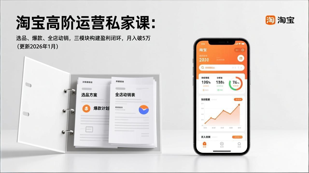 （17280期）淘宝高阶运营私家课：选品、爆款、全店动销，三模块构建盈利闭环，月入破5万（更新26年1月）-九节课