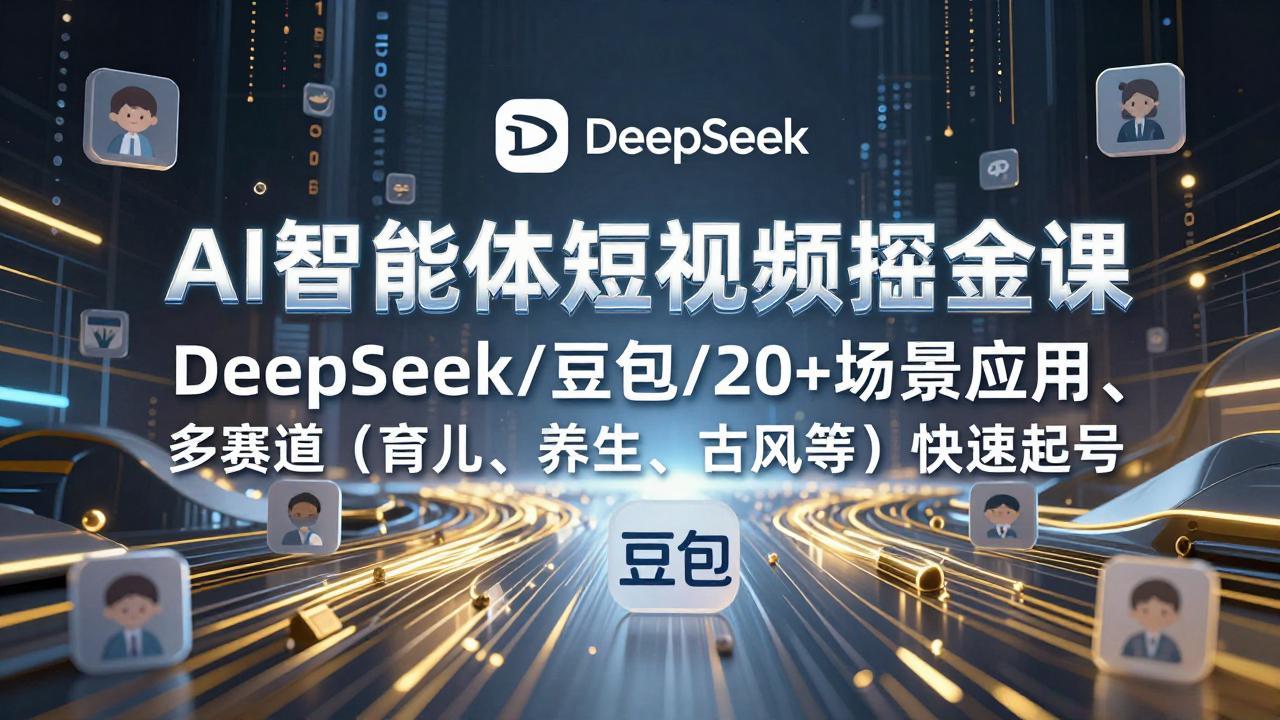 （17365期）AI智能体短视频掘金课，DeepSeek/豆包/20+场景应用、多赛道（育儿、养生、古风等）快速起号-九节课
