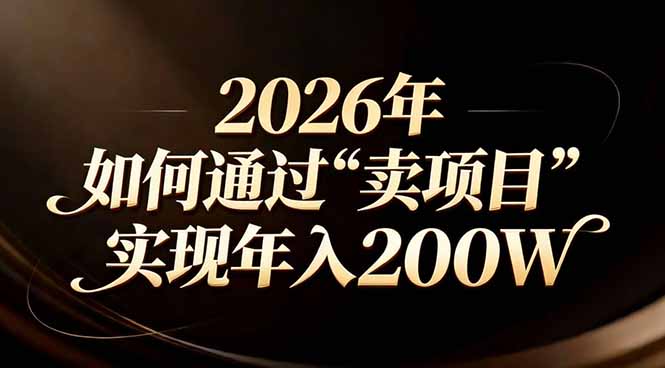 （17309期）站在2026年的十字路口：一个普通人如何通过卖项目实现年入200万-九节课