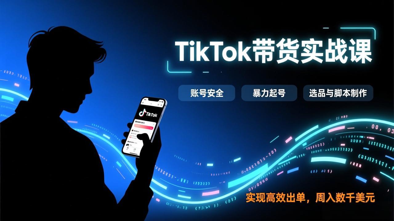 （17278期）TikTok带货实战课，涵盖账号安全、暴力起号、选品与脚本制作，实现高效出单，周入数千美元-九节课