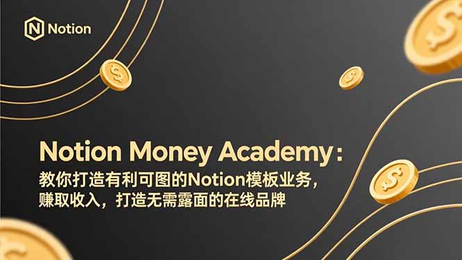 （17423期）Notion Money Academy：教你打造有利可图的Notion模板业务，赚取收入，打造无需露面的在线品牌-九节课