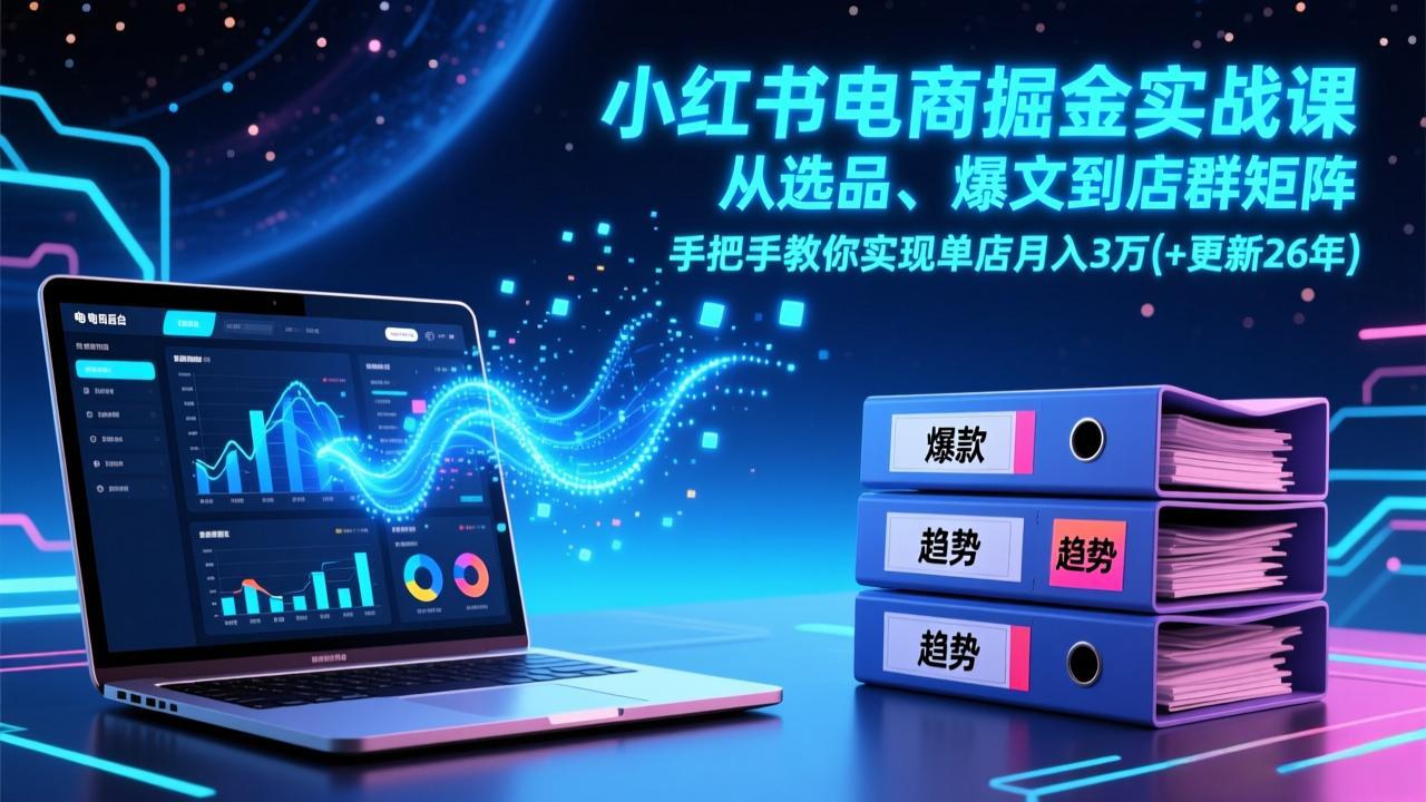 (17290期)小红书电商掘金实战课,从选品、爆文到店群矩阵,手把手教你实现单店月入3万+(更新26年)-九节课