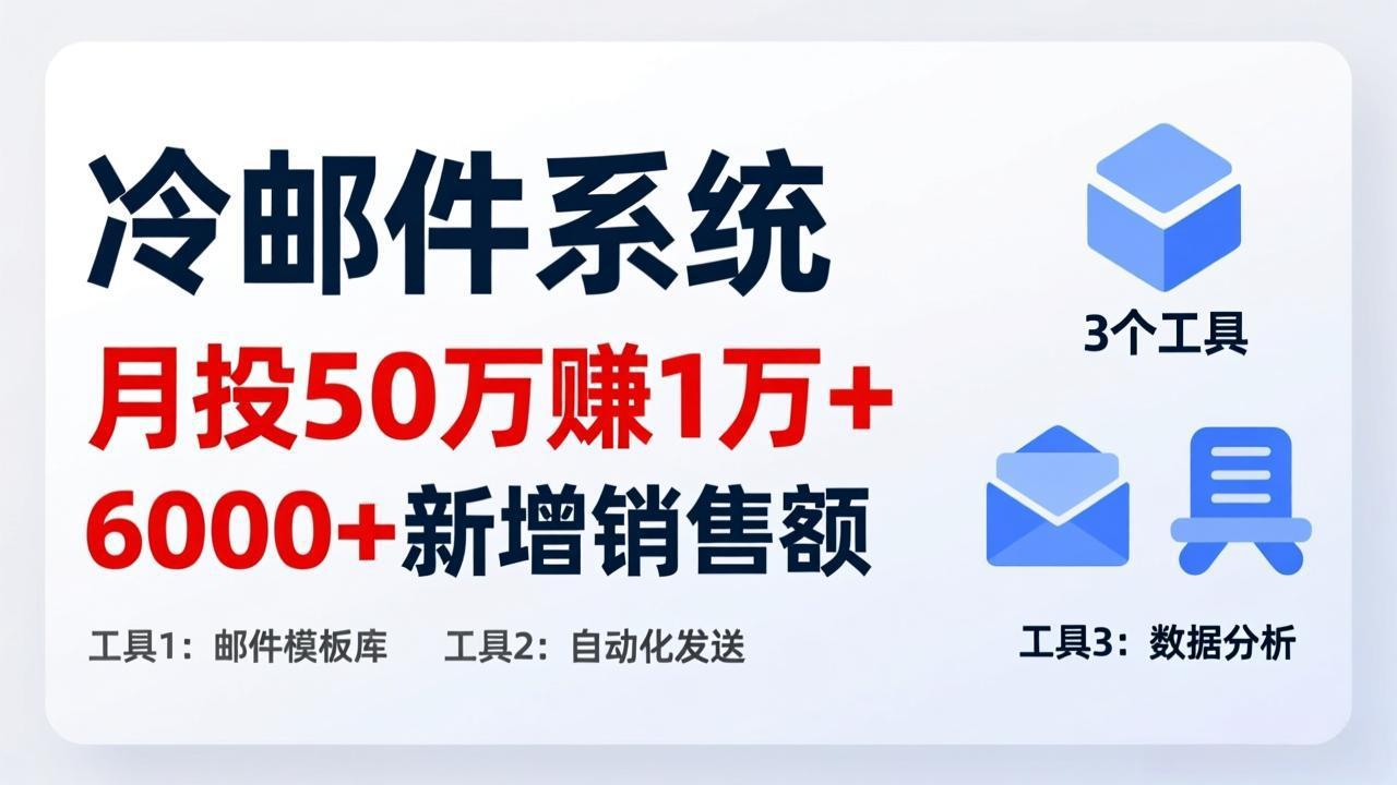 （17469期）月投 50 刀赚 1 万 +！冷邮件系统：6000 + 新增销售额，靠 3 个工具轻松搞-九节课