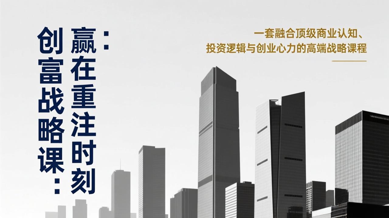 （17337期）《创富战略课：赢在重注时刻》一套融合顶级商业认知、投资逻辑与创业心力的高端战略课程-九节课