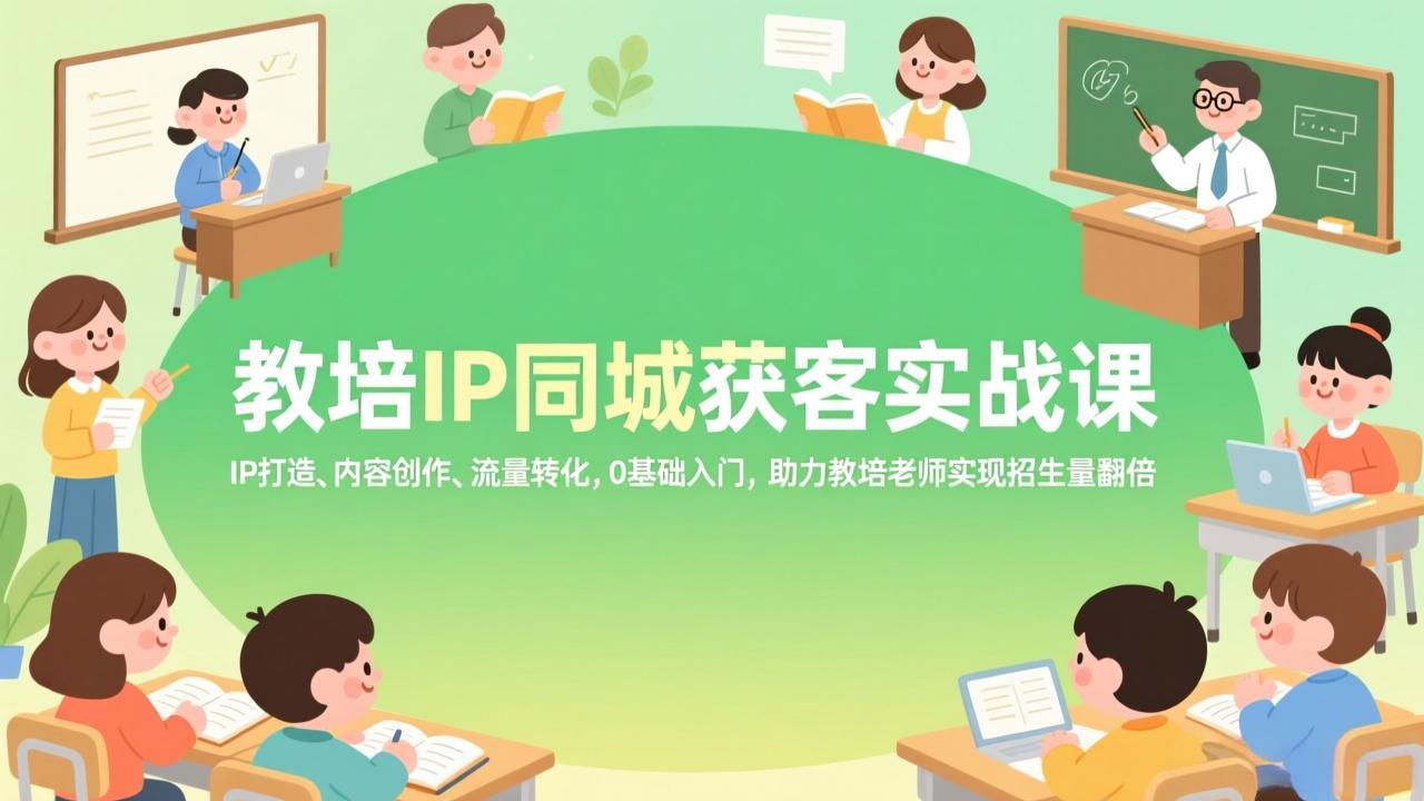 （17341期）教培IP同城获客实战课，IP打造、内容创作、流量转化，0基础入门，助力教培老师实现招生量翻倍-九节课