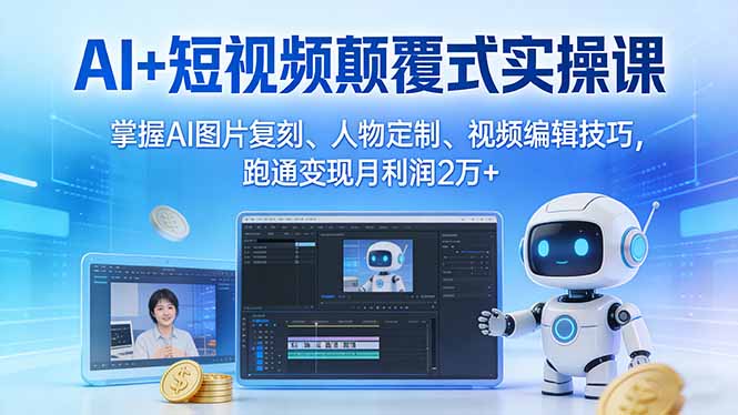 （17454期）AI+短视频颠覆式实操课：掌握AI图片复刻、人物定制、视频编辑技巧，跑通变现月利润2万+-九节课
