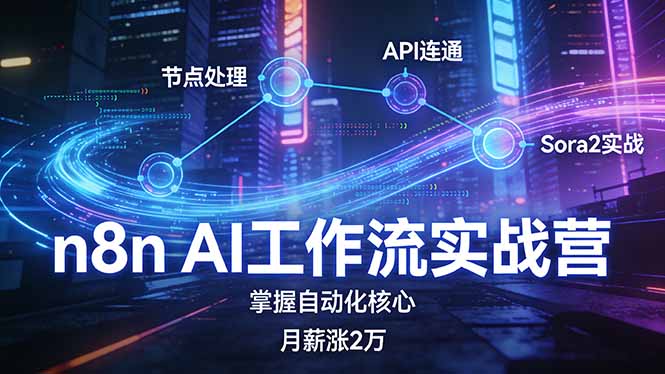 （17458期）n8n AI工作流实战营，节点处理+API连通+Sora2实战，掌握自动化核心月薪涨2万-九节课