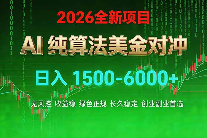 （17466期）2026 全新美金对冲项目，不套平台赠金，不封号，纯算法对冲，日入 1500-6000+-九节课