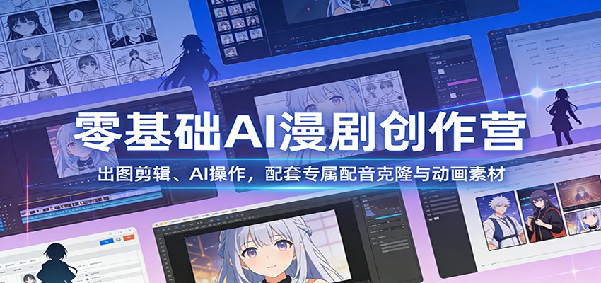 零基础AI漫剧创作营：出图剪辑、AI操作，配套专属配音克隆与动画素材-九节课