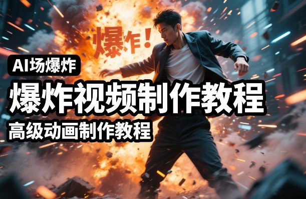 AI场景爆炸视频制作教程，利用人物实拍视频制作出高级的动画特效-九节课
